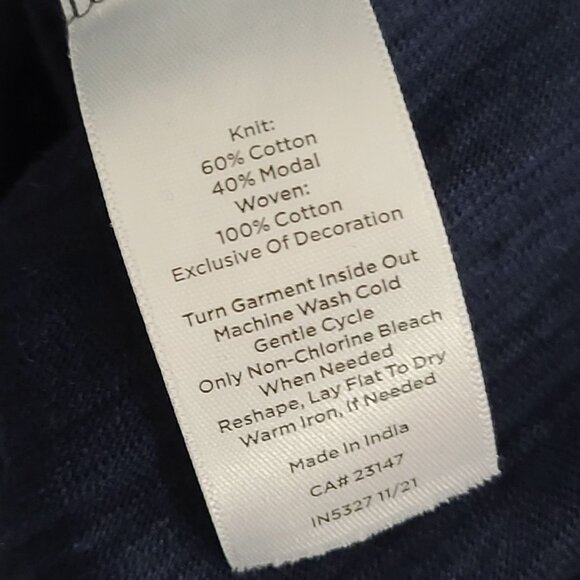 Talbots Navy Royal Blue Eyelet Trim Slip On Short Sleeve Midi Dress Size‎ Small - Picture 5 of 7